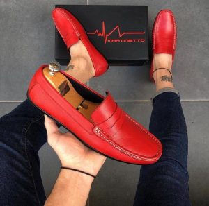 chaussure mocassin rouge tendance