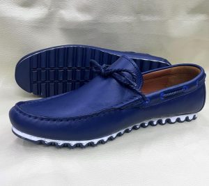 chaussure cuir bleu homme
