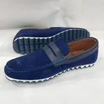 chaussure homme bleu daim